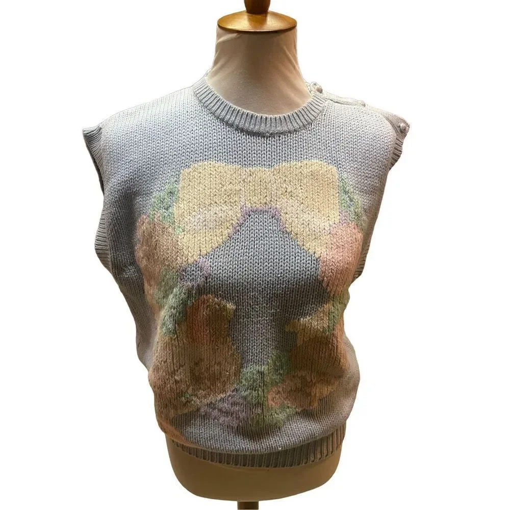 The Eagles Eye Vintage Light Blue Sleeveless Sweater Size Medium